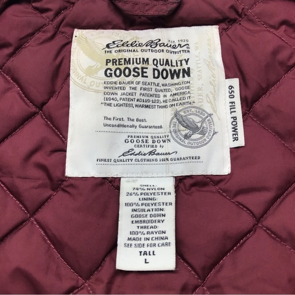 Eddie Bauer 650 Fill Power Premium Quality Goose Down Floral Puffer Women’s Sz L - Picture 5 of 7